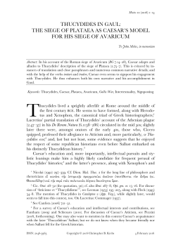 thucydides in gaul: the siege of plataea as caesar`s model for his