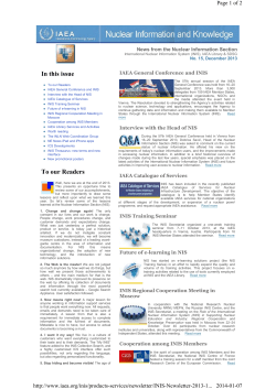In this issue To our Readers