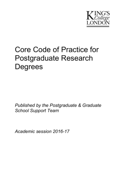Core Code of Practice for Postgraduate Research Degrees 2016-17