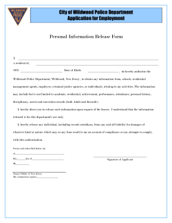 Personal Information Release Form City of Wildwood Police