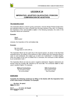 leccion n&deg; 24 imperativo, adjetivo calificativo: posicion comparacion
