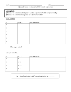 Algebra 2: Lesson 5-1 Successive Differences in P