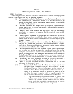 NC General Statutes - Chapter 128 Article 3 1 Article 3. Retirement