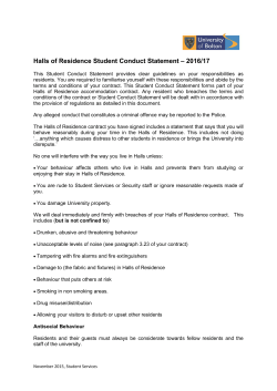 Halls of Residence Conduct Statement 2016-17