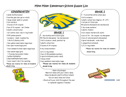 Mike Miller Elementary School Supply List