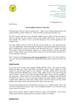 September 2016 Newsletter - La Salette Catholic Primary School