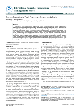 Reverse Logistics in Food Processing Industries in India