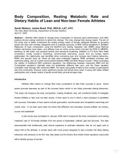 Body Composition, Resting Metabolic Rate and Dietary Habits of