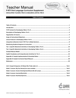 Teacher Manual - Texas School Ready
