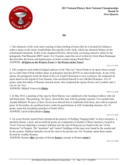 2013 National History Bowl National Championships Round #16