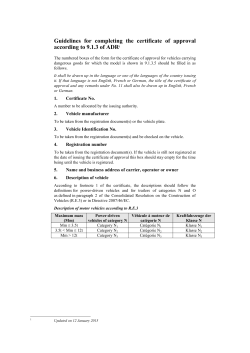 Guidelines for completing the certificate of approval