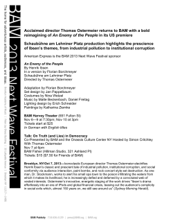 Acclaimed director Thomas Ostermeier returns to BAM with a bold