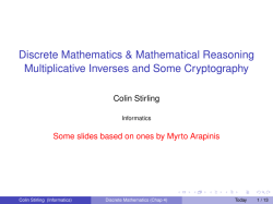 Multiplicative Inverses and Some Cryptography