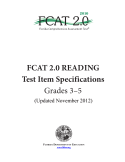 Grades 3-5 FCAT 2.0 Reading Test Item Specifications