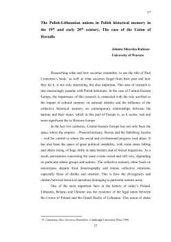 The Polish-Lithuanian unions in Polish historical memory in the 19th