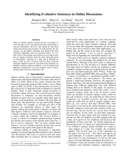 Identifying Evaluative Sentences in Online Discussions