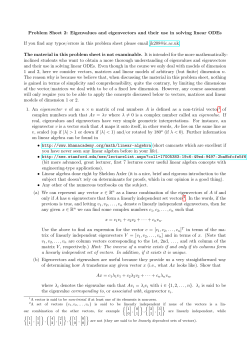 Problem Sheet 2: Eigenvalues and eigenvectors and their use in