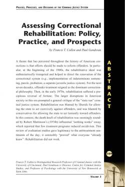 Assessing Correctional Rehabilitation: Policy