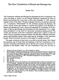 The New Constitution of Bosnia and Herzegovina