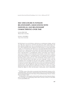 self&ndash;disclosure in intimate relationships