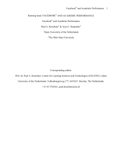 Facebook&reg; and Academic Performance 1 Running head