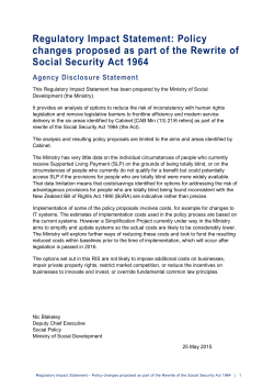 Policy Changes for inclusion of rewrite of the Social Security Act