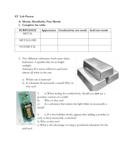 ST Lab Pretest A- Metals, Metalloids, Non Metals 1. Complete the