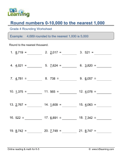 Grade 4 Rounding Worksheet - Round numbers 0