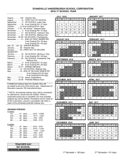 School Calendar 2016-2017