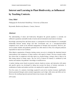 Interest and Learning in Plant Biodiversity, as