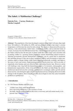 The Sahel: A Malthusian Challenge?