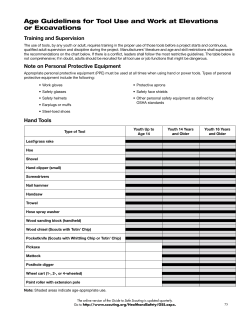 Age Guidelines for Tool Use and Work at Elevations or Excavations