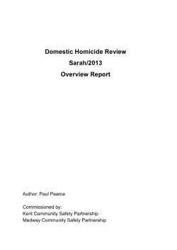 Domestic Homicide Review Sarah/2013 Overview Report