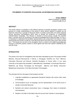 128 THE MEMORY OF SCIENTIFIC DIVULGATION: AN