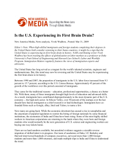 Is the U.S. Experiencing its First Brain Drain?