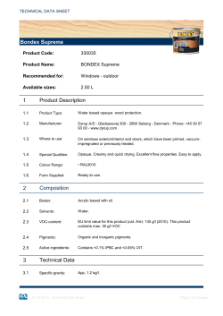 1 2 3 Bondex Supreme Composition Product Description Technical