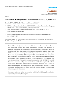 Non-Native (Exotic) Snake Envenomations in the U.S., 2005&ndash;2011