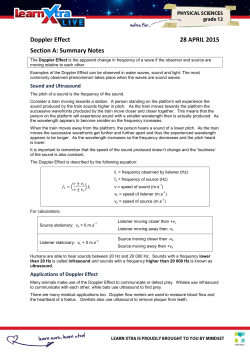 Doppler Effect 28 APRIL 2015 Section A: Summary Notes