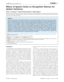 Effects of Speech Clarity on Recognition Memory for Spoken
