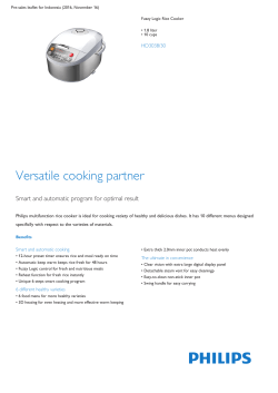 Product Leaflet: 1.8 liter 10 cups Fuzzy Logic Rice Cooker