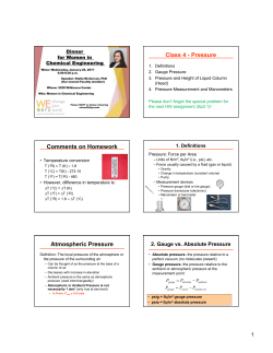 Class 4 - Pressure Comments on Homework Atmospheric Pressure