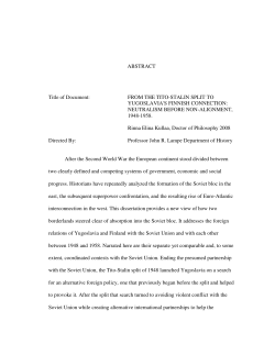 FROM THE TITO-STALIN SPLIT TO YUGOSLAVIA`S