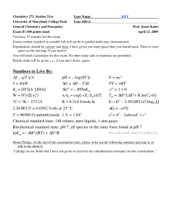 key - Biochemistry at the University of Maryland, College Park
