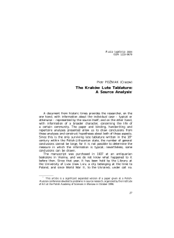 The Krak&oacute;w Lute Tablature: A Source Analysis*