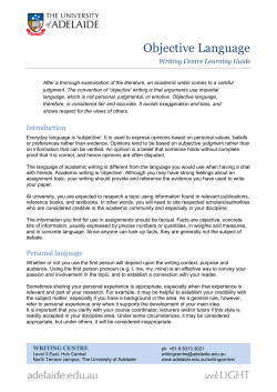Objective Language - The University of Adelaide