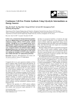 Continuous Cell-Free Protein Synthesis Using Glycolytic