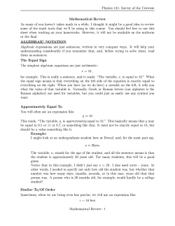 Physics 131: Survey of the Universe Mathematical Review As many