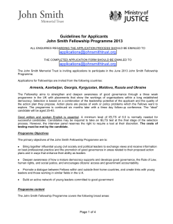 Guidelines for Applicants John Smith Fellowship Programme 2013
