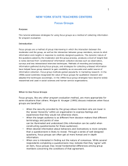 NEW YORK STATE TEACHERS CENTERS Focus Groups