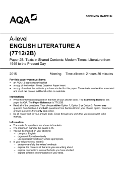 A-level English Literature A Specimen question paper Paper 2B